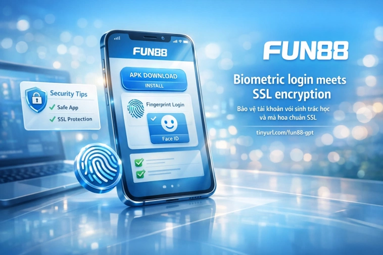 bảo mật ứng dụng Fun88 Face ID vân tay SSL tài khoản di động